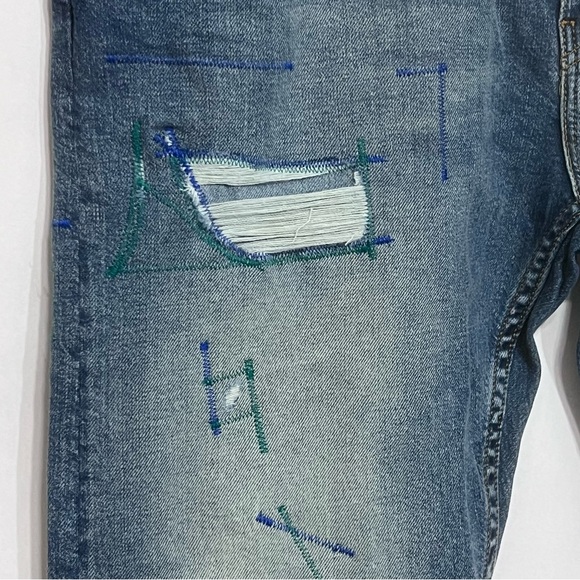 Levis 512 Slim Taper Denim Stretch Jean Distressed Torn Stitch Color - Picture 5 of 7